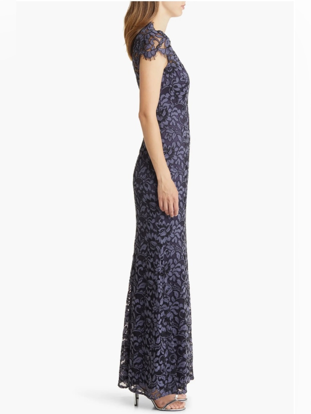 Eliza J illusion Cap Sleeve Gown - Picture 6 of 16